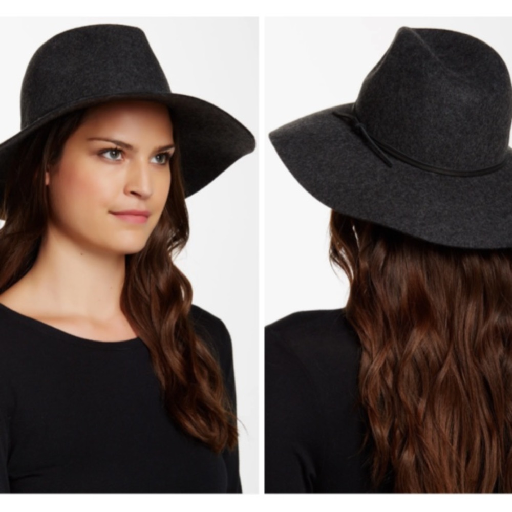 BLACK WOOL & LEATHER WIDE-BRIM FEDORA